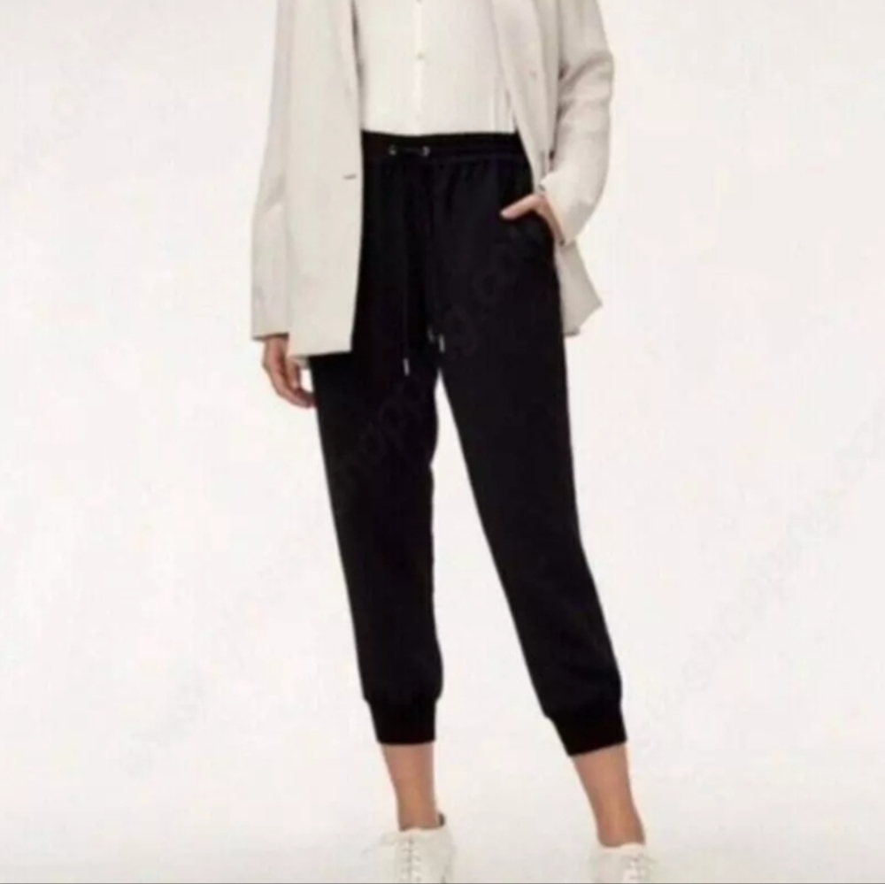 Aritzia Wilfred Women’s Size XS Buffon Pant Crepe Drawstring Waist Joggers Black